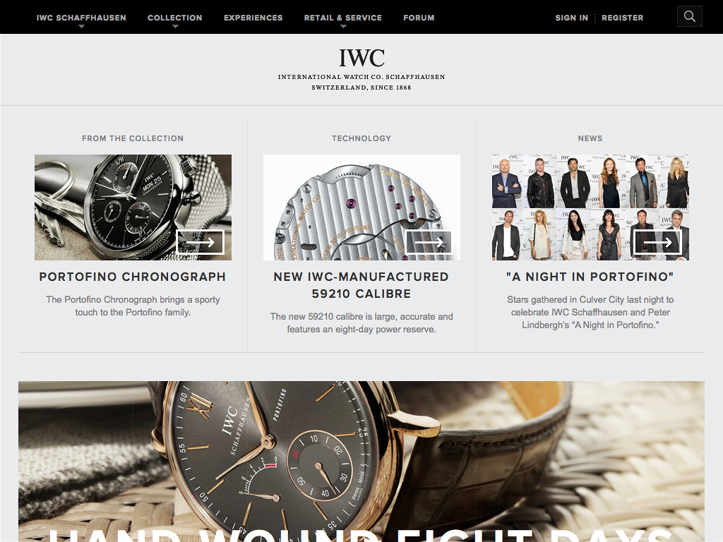 IWC Schaffhausen | Branch of Richemont International SA | Fine Timepieces From Switzerland | Home