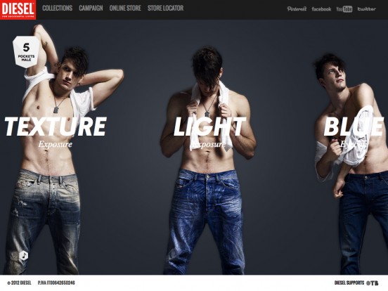 Diesel – Men’s Denim – Light Exposure, Texture Exposure, Blue Eyecons – Male Jeans SS2013.
