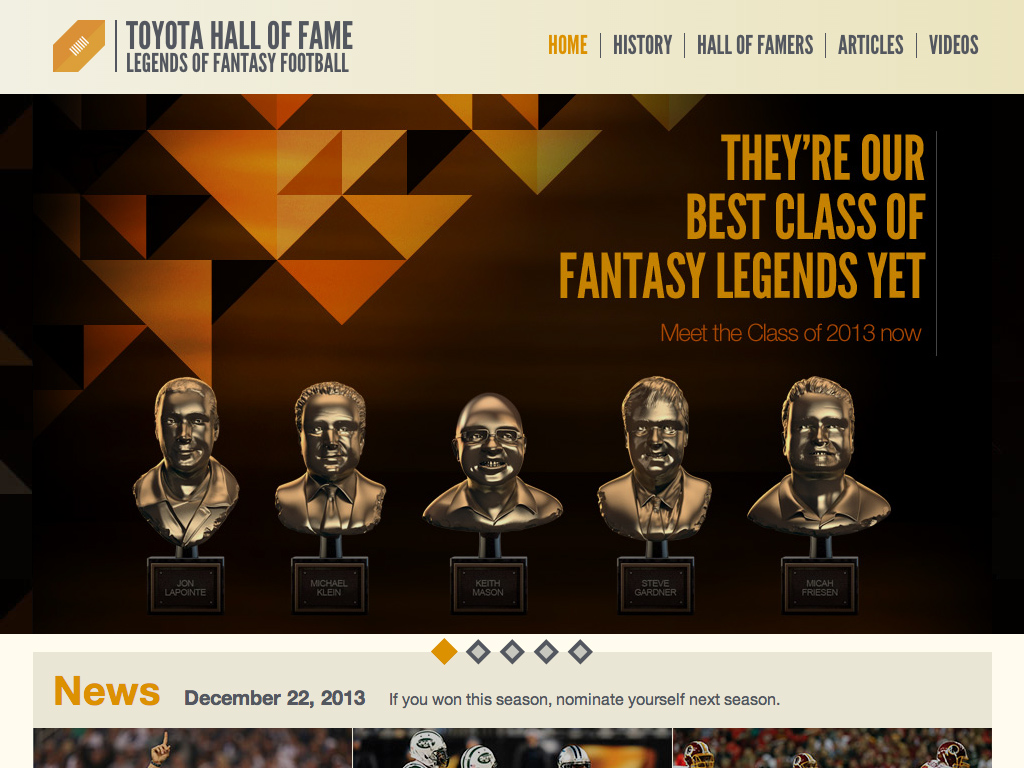 Toyota Hall of Fame: Legends of Fantasy Football