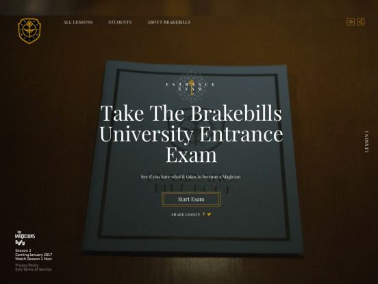 Take the Brakebills University Entrance Exam